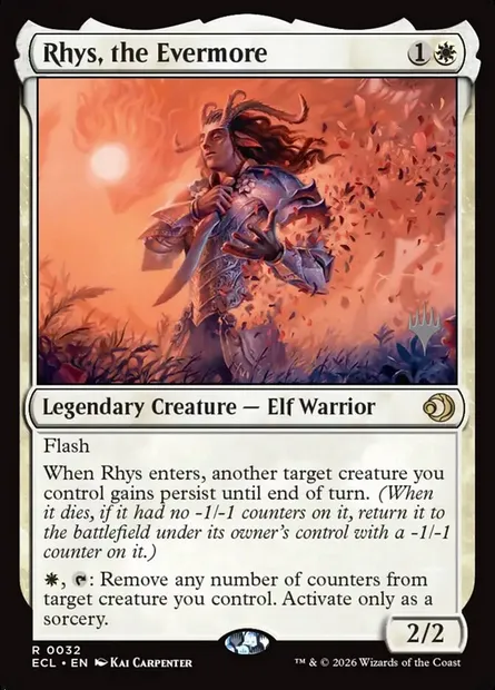 Rhys, l'Éternel, carte Magic PECL 32p — extension Lorwyn Eclipsed Promos
