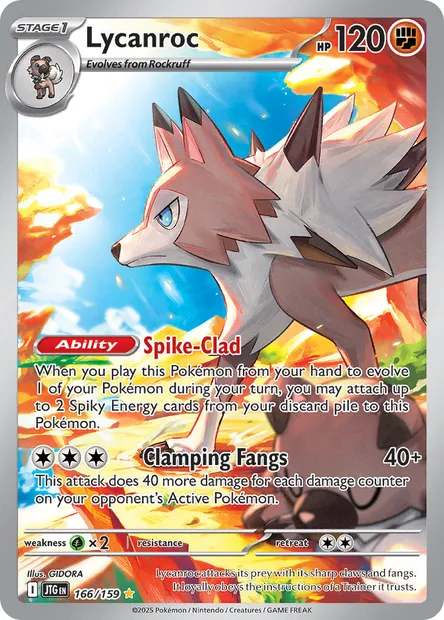 Lycanroc, Pokémon card JTG 166 — Journey Together set