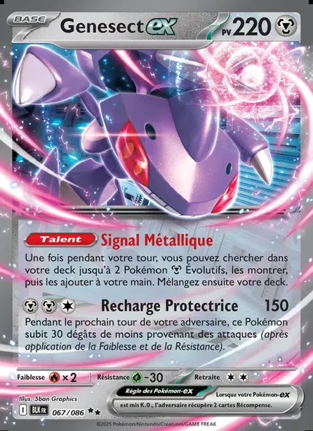 Genesect-ex, carte Pokémon BLK 067 — extension Foudre Noire