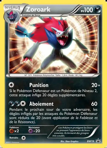 Zoroark, carte Pokémon BW 19 — extension Promo BW