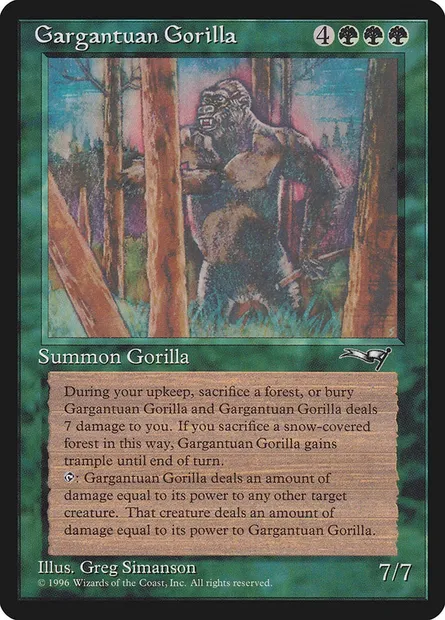 Gorille gargantuesque, carte Magic ALL 91 — extension Alliances