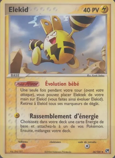 Élekid, carte Pokémon SS 36 — extension EX Tempête de sable