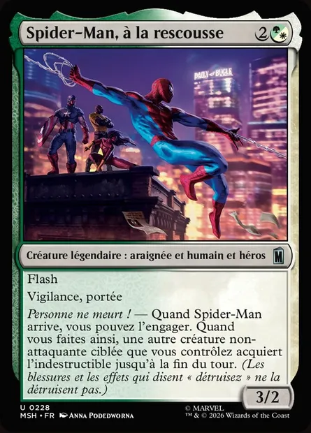 Spider-Man, à la rescousse, carte Magic MSH 228 — extension Marvel Super Heroes