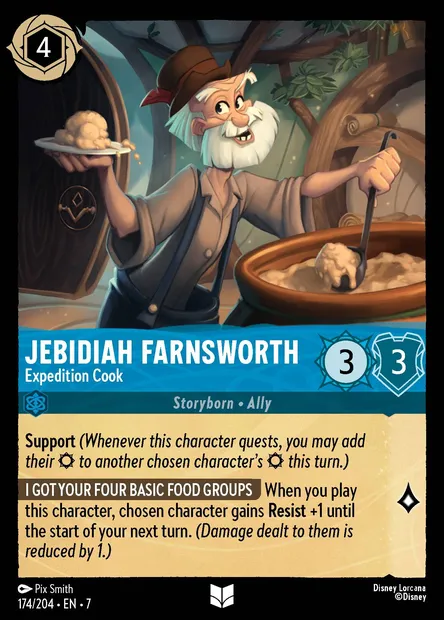 Jebidiah Farnsworth - Expedition Cook, Disney Lorcana card CH7-174 — Archazia's Island set