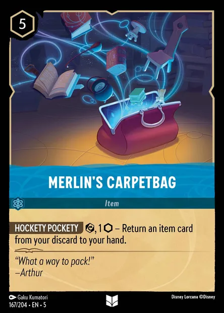 Merlin's Carpetbag, Disney Lorcana card CH5-167 — Shimmering Skies set