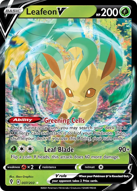 Leafeon V, Pokémon card EVS 7 — Evolving Skies set