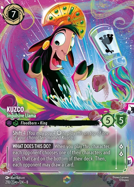 Kuzco - Impulsive Llama, Disney Lorcana card CH8-210 — The Reign of Jafar set
