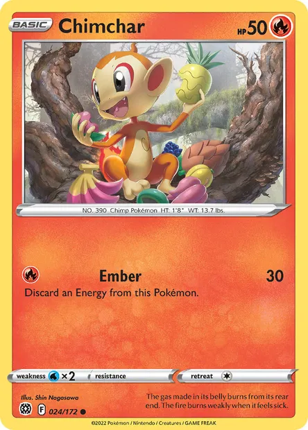 Chimchar, Pokémon card BRS 024 — Brilliant Stars set