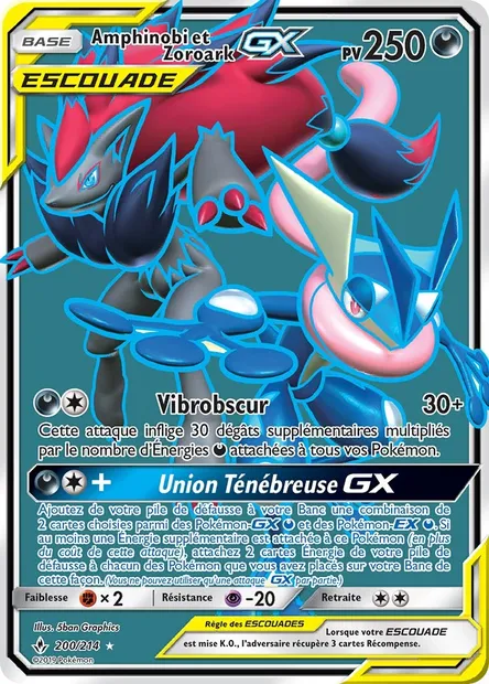 Amphinobi et Zoroark GX, carte Pokémon UNB 200 — extension Alliance Infaillible