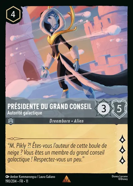 Présidente du Grand Conseil - Autorité galactique, carte Disney Lorcana CH11-190 — extension Givresort