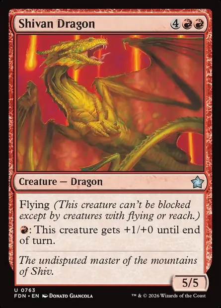 Shivan Dragon, Magic card FDN 763 — Foundations set
