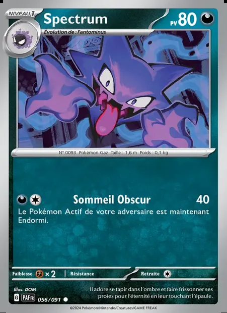 Spectrum, carte Pokémon PAF 056 — extension Destinées de Paldea