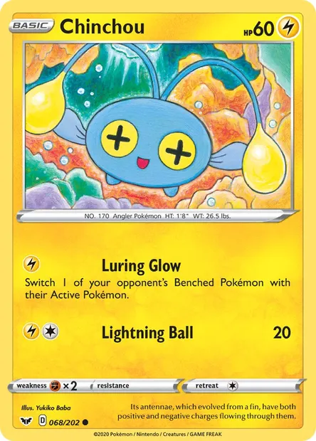 Chinchou, Pokémon card SSH 68 — Sword & Shield set