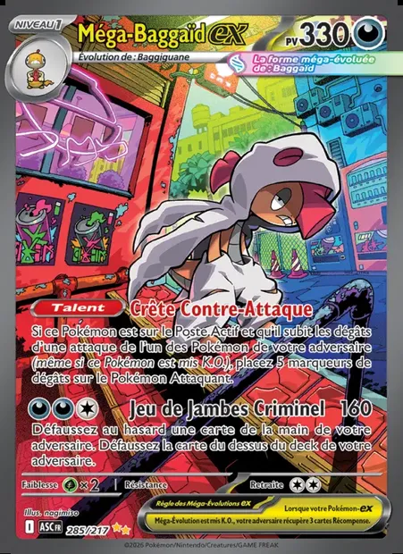 Méga-Baggaïd-ex, carte Pokémon ASC 285 — extension Héros Transcendants