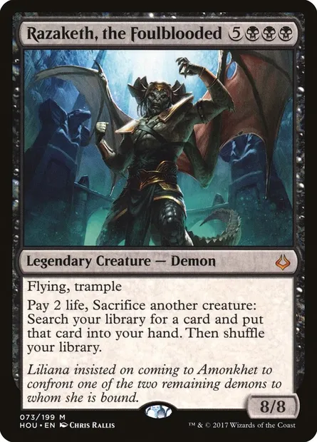 Razaketh, the Foulblooded, Magic card HOU 73 — Hour of Devastation set