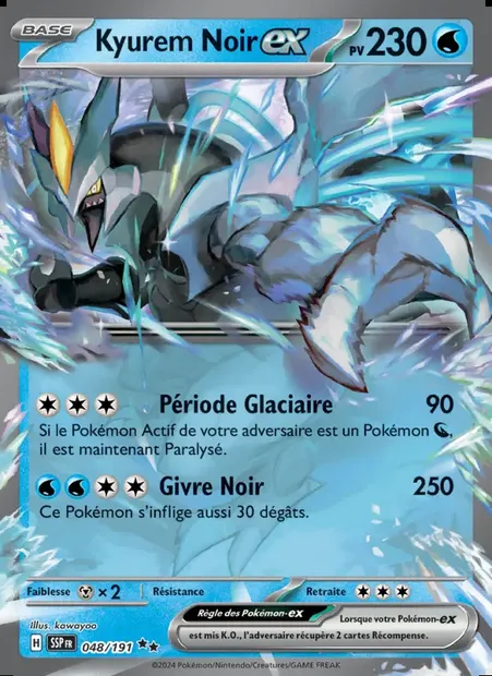 Kyurem Noir-ex, carte Pokémon SSP 048 — extension Étincelles Déferlantes