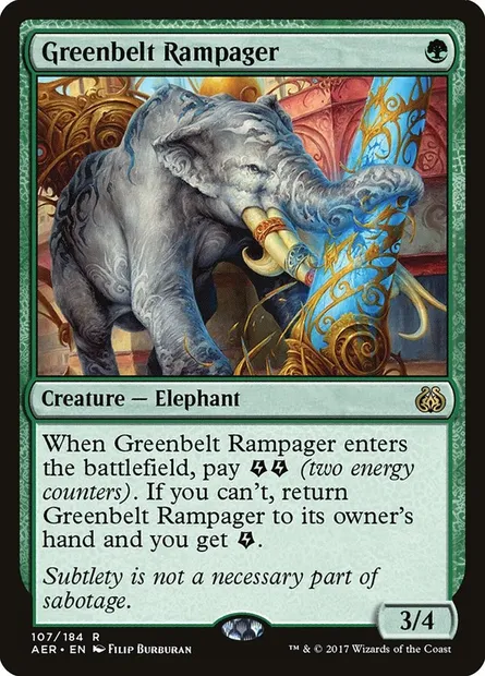 Greenbelt Rampager, Magic card AER 107 — Aether Revolt set