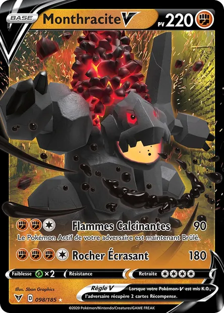 Monthracite V, carte Pokémon VIV 98 — extension Voltage Éclatant