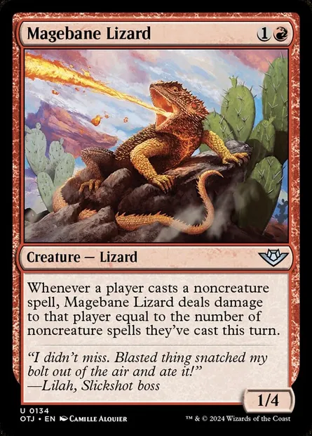 Magebane Lizard, Magic card OTJ 134 — Outlaws of Thunder Junction set