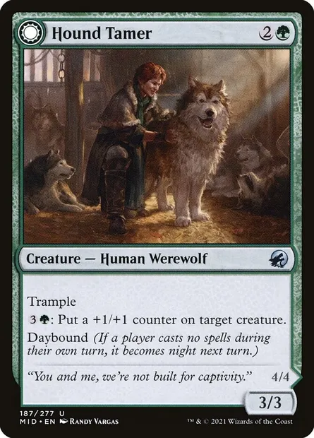 Hound Tamer // Untamed Pup, Magic card MID 187 — Innistrad: Midnight Hunt set