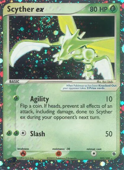 Scyther ex, Pokémon card RS 102 — Ruby & Sapphire set