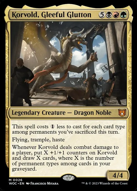 Korvold, Gleeful Glutton, Magic card WOC 26 — Wilds of Eldraine Commander set