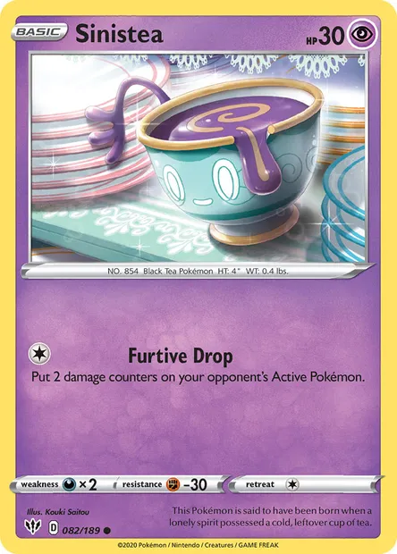 Sinistea, Pokémon card DAA 82 — Darkness Ablaze set