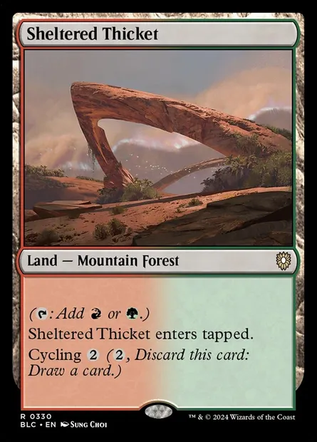 Sheltered Thicket, Magic card BLC 330 — Bloomburrow Commander set