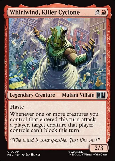 Whirlwind, Killer Cyclone, Magic card MSC 709 — Marvel Super Heroes Commander set
