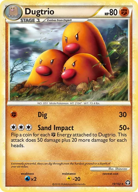 Dugtrio, Pokémon card TM 19 — Triumphant set
