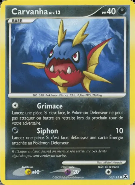 Carvanha Niv. 13, carte Pokémon RR 58 — extension Rivaux Émergeants
