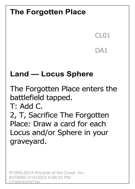 The Forgotten Place, carte Magic UNK CL01a — extension Unknown Event