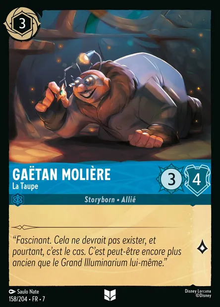 Gaëtan Molière - La Taupe, carte Disney Lorcana CH7-158 — extension L'île d'Archazia