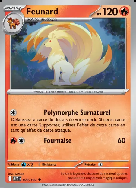 Feunard, carte Pokémon MEG 020 — extension Méga-Évolution