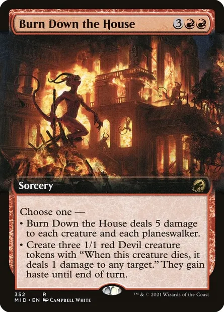 Burn Down the House, Magic card MID 352 — Innistrad: Midnight Hunt set
