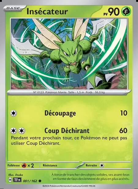 Insécateur, carte Pokémon TEF 001 — extension Forces Temporelles