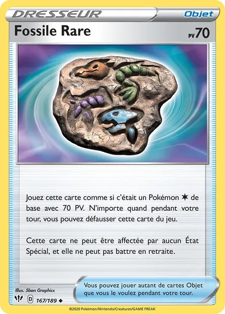 Fossile Rare, carte Pokémon DAA 167 — extension Ténèbres Embrasées