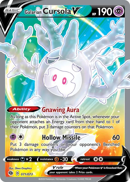 Galarian Cursola V, Pokémon card CPA 71 — Champion's Path set