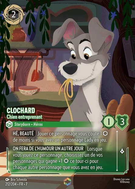 Clochard - Chien entreprenant, carte Disney Lorcana CH7-212 — extension L'île d'Archazia