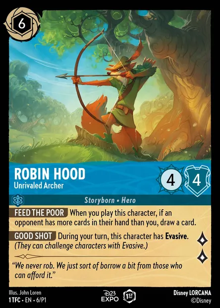 Robin des Bois - Archer sans égal, carte Disney Lorcana P1-006 — extension P1