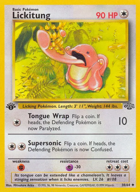 Lickitung, Pokémon card JU 38 — Jungle set