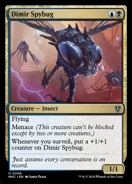 Dimir Spybug, Magic card MKC 206 — Murders at Karlov Manor Commander set