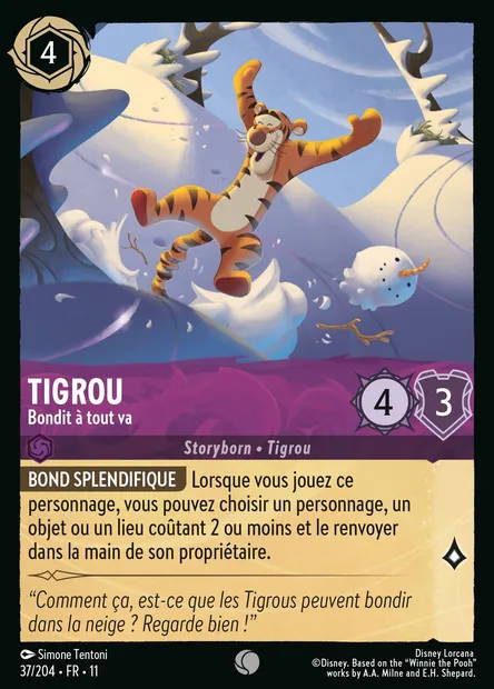 Tigrou - Bondit à tout va, carte Disney Lorcana CH11-037 — extension Givresort