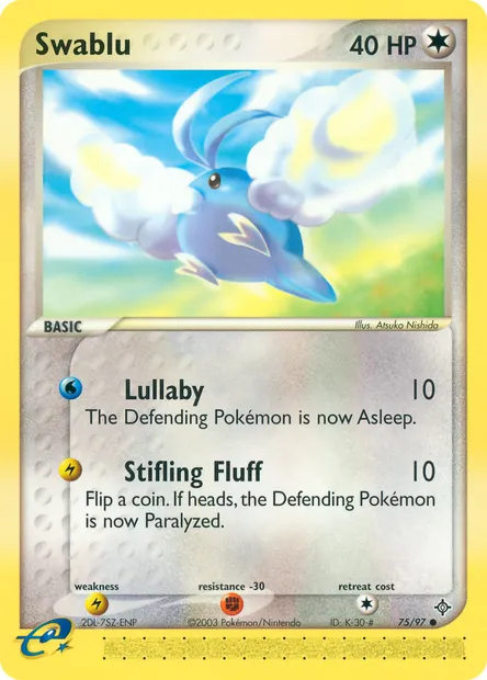 Swablu, Pokémon card DR 75 — Dragon set