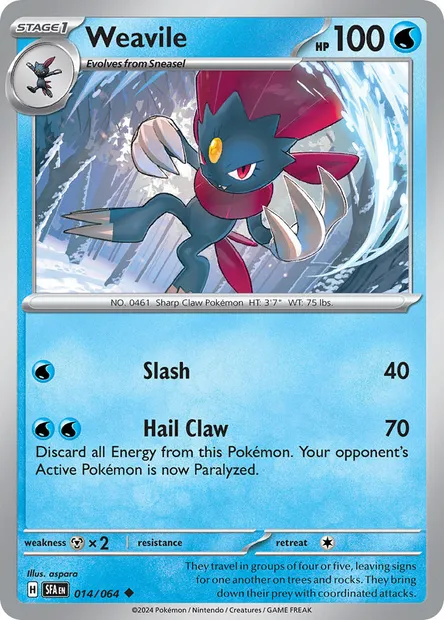 Weavile, Pokémon card SFA 014 — Shrouded Fable set
