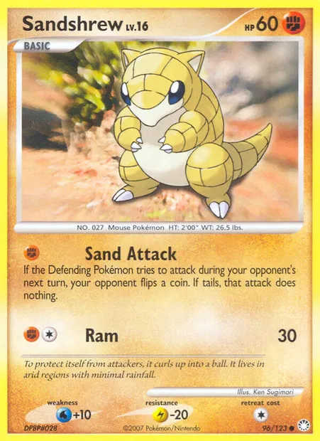 Sandshrew, Pokémon card MT 96 — Mysterious Treasures set