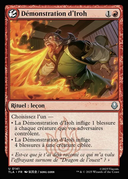 Démonstration d'Iroh, carte Magic TLA 141 — extension Avatar: The Last Airbender