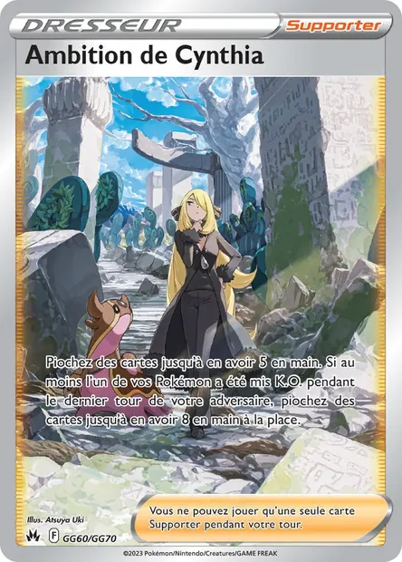 Ambition de Cynthia, carte Pokémon CRZ GG60 — extension Zénith Suprême