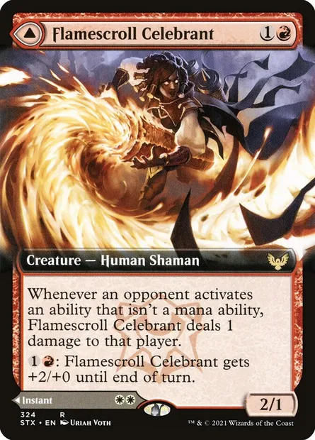 Flamescroll Celebrant // Revel in Silence, Magic card STX 324 — Strixhaven: School of Mages set