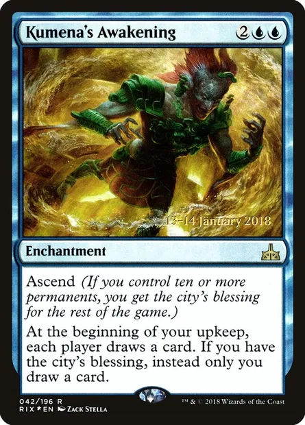 Éveil de Kumena, carte Magic PRIX 42s — extension Rivals of Ixalan Promos
